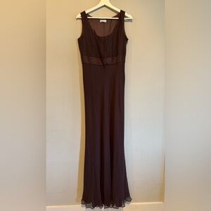 Calvin Klein vintage Y2K 100% silk dress/jacket maxi long gown brown embellished